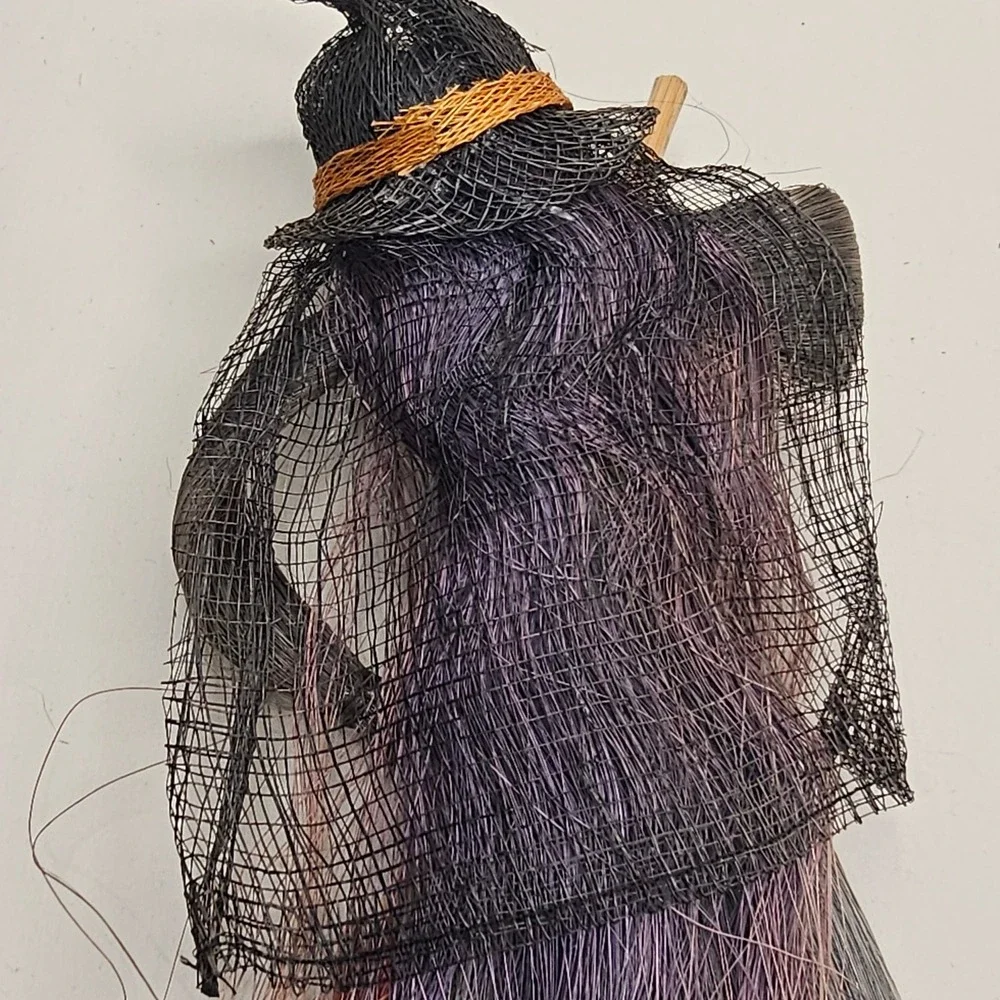 Handmade Primitive Style Halloween Witch Doll Natural Fiber Folk Art Decor